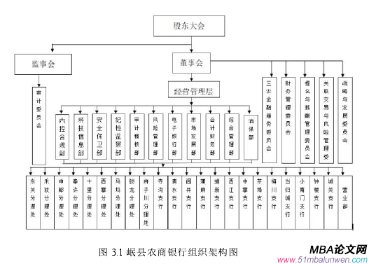 图 3.1 岷县农商银行组织架构图